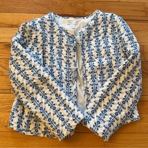 Blue and White Quilt Floral Jacket Women’s Size Large Caroline Constas